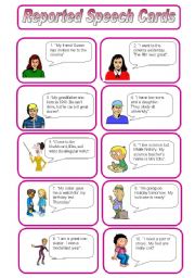 English Worksheet: Reported Speech Speaking Cards