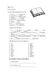 English Worksheet: A / An / The