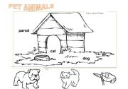 English Worksheet: Pet animals to color (2)