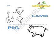 English worksheet: Farm Animals to Color