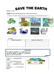 English Worksheet: save the earth