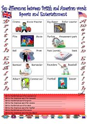 English Worksheet: British English vs. American English (1)...Sports and Entertainment