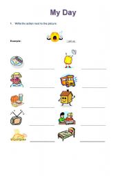 English Worksheet: Time and daily routines part 1 (4 pages altogether)