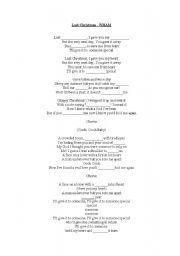 English worksheet: Last Christmas - Lyrics sheet