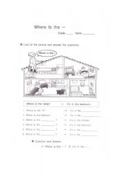 English Worksheet: where is the~