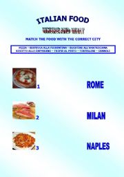 English worksheet: Italian food excercie