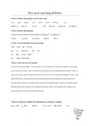 English worksheet: Test your spelling abilities