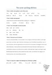 English Worksheet: Test your spelling abilities