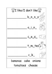 English Worksheet: food