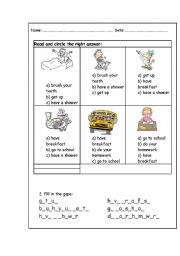 English worksheet: action worksheet