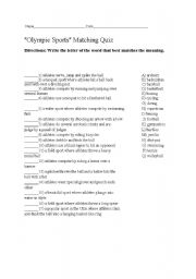 English Worksheet: Olympic sports