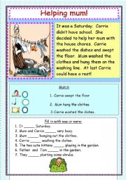 English Worksheet: helping mum