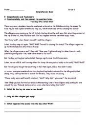 English worksheet: The Boy Who Cried Wolf