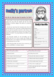 English Worksheet: Emilys portrait (a personal description)