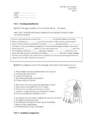 English Worksheet: TEST for high school students (1/3) + KEY