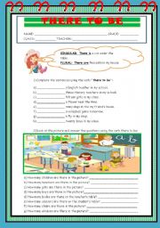 English Worksheet: THERE TO BE