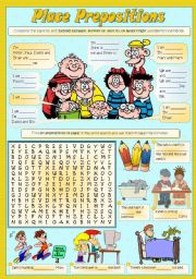 English Worksheet: PLACE PREPOSITIONS