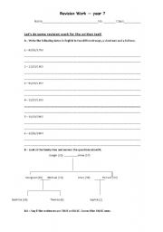 English worksheet: Simples Present, Family (possessive case) and dates