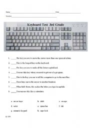 English Worksheet: Using the keyboard quiz