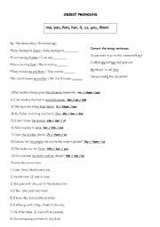 English Worksheet: object pronouns exercises