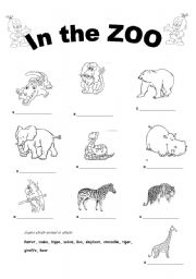 animals in the zoo esl worksheet by zapja