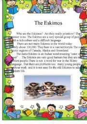 English Worksheet: The Eskimos