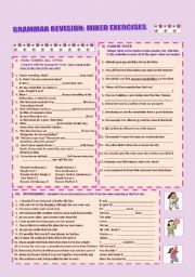 English Worksheet: GRAMMAR REVISION: MIXED EXERCISES