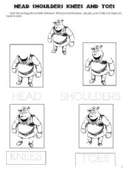 English Worksheet: HEAD SHOULDERS KNEES AND TOES, KINDERGARTEN, SPECIAL NEEDS