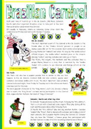 English Worksheet: Brazilian Carnival  text, pictures, comprehension, video links [short texts + 3 tasks] KEYS INCLUDED {{4 pages)) ***editable