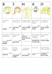 English Worksheet: Getting to Know You Bingo - Practice Have/Has