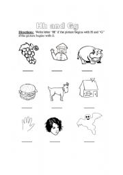English worksheet: H and G