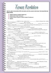 English Worksheet: Tense Revision( from Simple Present to Present Perfect Continuous
