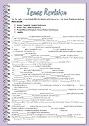 English Worksheet: Tense Revision( from Simple Present to Present Perfect Continuous