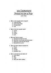 English Worksheet: 101 dalmatians A.R Test