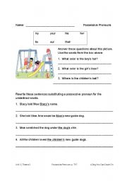 English Worksheet: Possessive Pronouns