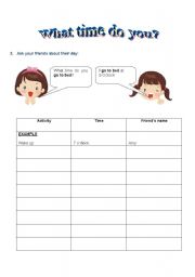 English Worksheet: Time and daily routines part 2  (4 pages altogether)