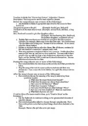 English worksheet: adjective clause