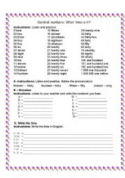 English Worksheet: Cardinal numbers