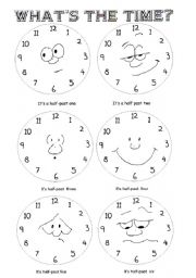 English Worksheet: whats the time? Half past Part 3