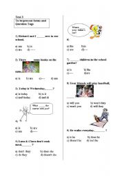 English Worksheet: to be present and tag questions