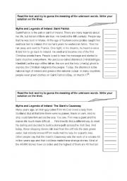 English Worksheet: Legends and myths of Ireland