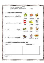 English worksheet: Food knowledge