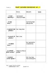 English worksheet: pair work environment