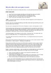 English Worksheet: Discussion : Why the office is the worst place to work