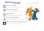English worksheet: Winter Fun Picture and Questions