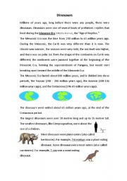 English Worksheet: Dinosaurs