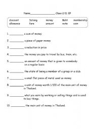 English worksheet: Money Baht