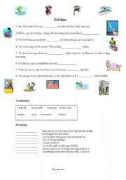 English Worksheet: Holiday Vocabulary - Intermediate