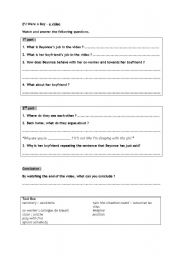 English worksheet: Study of the video 