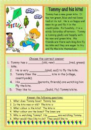 English Worksheet: Tommy and his kite